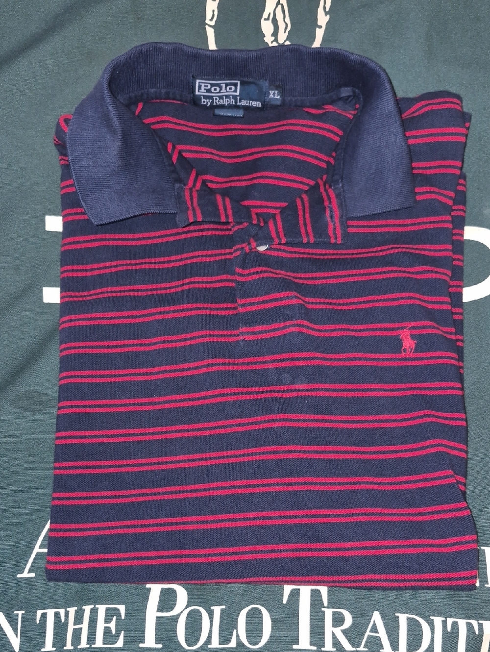 Polo by Ralph Lauren Navy and Red Striped Polo Shirt